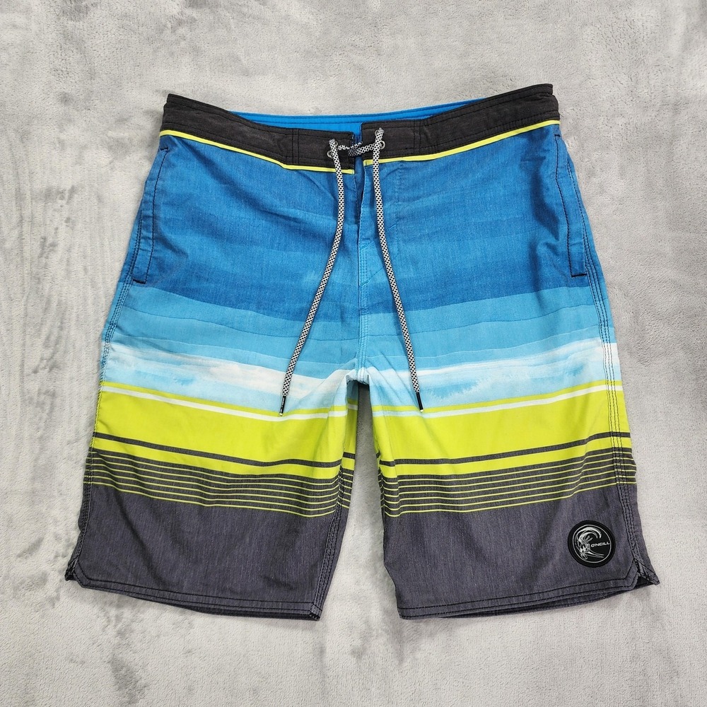 O'Neill Board Shorts Mens‎ 32 Blue Hyperfreak 24-7 Striped Stretch Surf Beach
